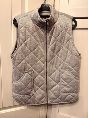 Staccato Quilted Vest Houndstooth in Brown & Cream Size Large
